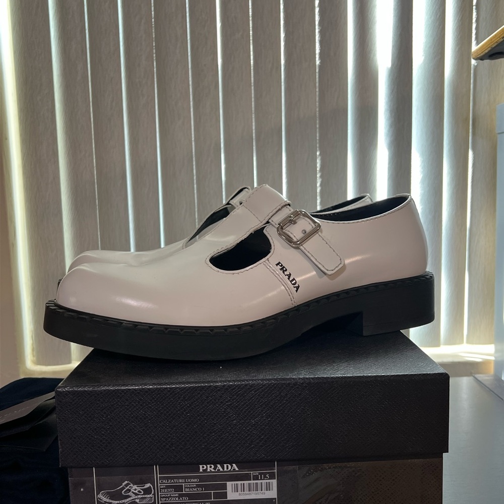 Prada Men's White Leather Mary Jane’s
